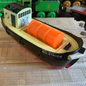 Vintage Rare Bulstrode Tugboat Barge w/ Barrel Cargo Thomas & Friends Plastic